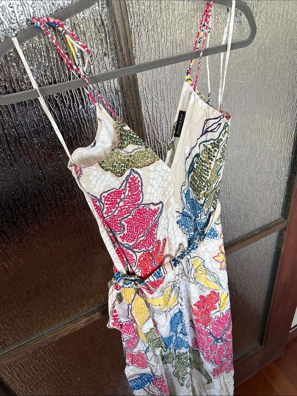 Saaksha & Kinni Periwinkle Bandhani Print V Neck Column Dress With Belt Size Xs — image 8 of 8